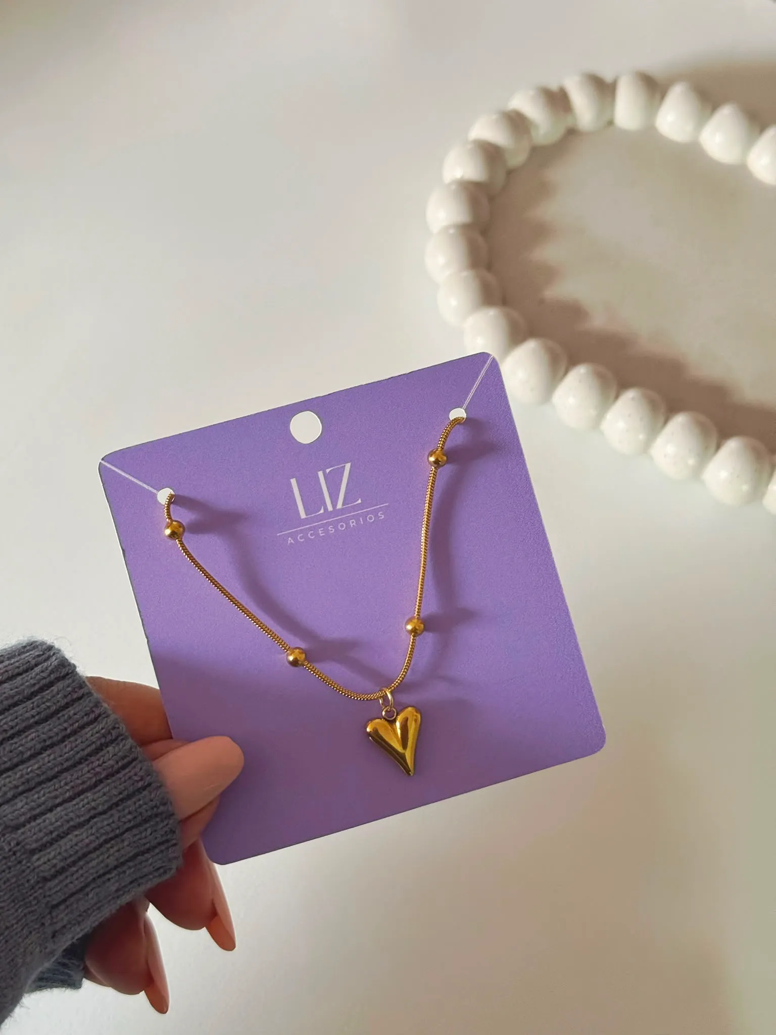 collar corazon+bolitas